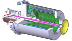 An isometric view of the ITER pre-production cryopump, that will serve as a spare for ITER's eight cryopumps. (Click to view larger version...)