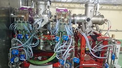 The Low Energy Beam Transport (LEBT) unit of the IFMIF prototype accelerator, LIPAc. IFMIF is an accelerator-based neutron source that will produce, using deuterium-lithium nuclear reactions, a large neutron flux similar to that expected at the first wall of a fusion reactor. (Click to view larger version...)