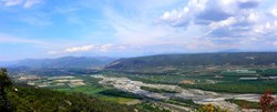 The Durance River Valley, here looking north toward the village of Les Mées, is a ''territory'' that is united by history, geography, economy and culture. (Click to view larger version...)