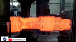 Forging of a curved radial plate segment to be delivered to CNIM in France. (Click to view larger version...)