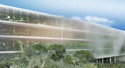 Un bâtiment de 24 000 mètres carrés, élégant, lumineux et fonctionnel, ''un cadre où nous travaillerons de toutes nos forces pour faire en sorte qu'ITER soit opérationnel dans les délais prévus''. (Click to view larger version...)