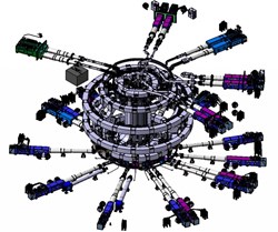 Feeders convey and regulate the cryogenic liquids to cool and control the temperature of ITER's powerful magnets; they also connect the magnets to their power supply. (Click to view larger version...)