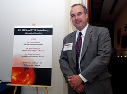 Thomas Vanek, from the US Department of Energy, welcoming guests to the reception. (Click to view larger version...)