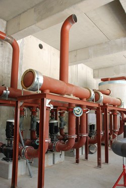 The impressive pumps for the component cooling water system. (Click to view larger version...)