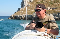 Two professional cameras and six lenses—whenever his busy job allows it, Patrick travels the globe to capture exotic places, people and most of all whales. (Click to view larger version...)