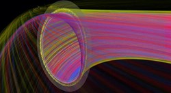 A simulation of plasma turbulence inside the NSTX spherical tokamak at Princeton Plasma Physics Laboratory. Image: Kwan-Liu Ma, Chris Ho and Chad Jones, University of California-Davis (Click to view larger version...)