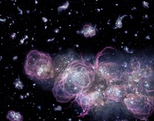 The more astronomers observe the Universe, the more matter they need to find to explain it all. Do ''exotic particles'' hold the key to the mystery? © A. Schaller (STScI) (Click to view larger version...)