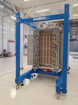 The SPIDER beam source, procured by the European Domestic Agency. This 5-tonne source will be installed inside of a vacuum vessel with a specialized handling tool. © Thales (Click to view larger version...)