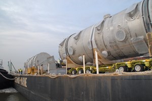 These drain tanks, produced by Joseph Oat Corporation in New Jersey, are similar in scale to what will be fabricated for ITER. (Click to view larger version...)