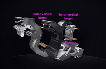 The plasma-facing components of the ITER divertor (vertical targets and dome) must withstand a heatload ten times higher than that of a spacecraft re-entering Earth's atmosphere. (Click to view larger version...)