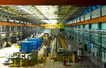 In the last six years, the Chepetsk Mechanical Plant has manufactured approximately 100 tonnes of niobium-tin (Nb3Sn) strand for ITER's toroidal field conductor and 125 tonnes of niobium-titanium (NbTi) strand for the poloidal field conductor. (Click to view larger version...)