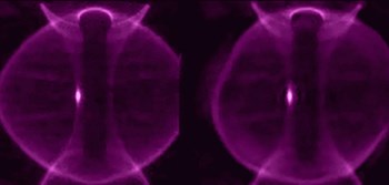The technique used in the video clip lets fusion researchers view phenomena that cause the plasma's edge to wobble but are not visible with the naked eye—potentially very useful in detecting ''unseen'' plasma instabilities that reduce the confinement of energy in a tokamak. (Click to view larger version...)