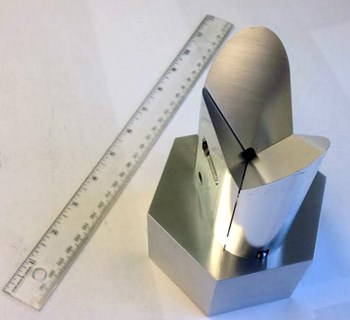 Six of seven US diagnostic systems are in the preliminary design phase with teams actively investigating physics and engineering issues through testing, prototype development and proof-of-principle activities. Pictured: a corner cube reflector prototype for the toroidal interferometer and polarimeter diagnostic. Photo: PPPL (Click to view larger version...)