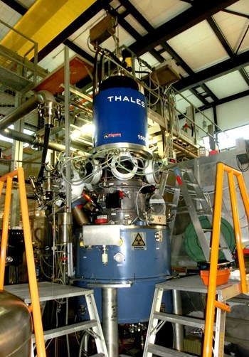 Europe's 1 MW gyrotron prototype was manufactured by the French company Thales Electron Devices and tested at the Karlsruhe Institute of Technology (Germany). (Click to view larger version...)