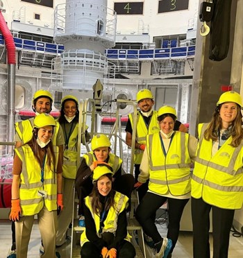 The Chloé team ''found inspiration'' in the ITER construction project. Ms Hearst (centre, top step) called her visit to ITER ''probably one of the most fulfilling days of my professional career.'' (Click to view larger version...)