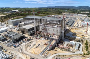 Less spectacular but just as important: all of the site adaptation works that must be carried out to support the operation of the ITER machine and systems as well as provide the required amenities for a site workforce of 3,000 people. Photo: ITER Organization/EJF Riche (May 2021) (Click to view larger version...)