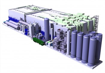The ITER cryoplant comprises 5,400 m² of covered buildings plus a large exterior area for the storage of helium and nitrogen. (Click to view larger version...)