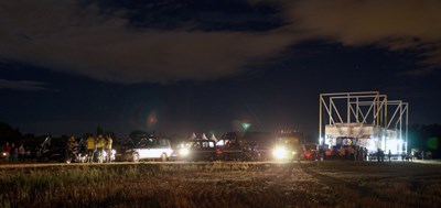 It was around 10:00 p.m. when the convoy left its parking area in Berre—the monster had awakened and was ready to take to the road. (Click to view larger version...)