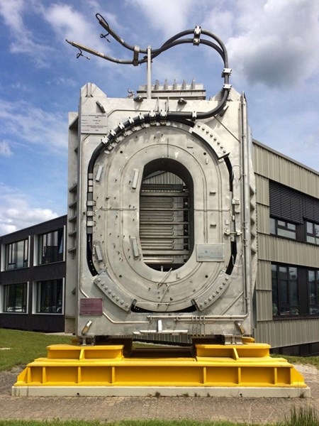 In the mid 1990s, Sandro participated in the manufacturing of a model toroidal field coil for the projected ITER machine. Although one-third smaller and of a different shape than the final components, the model ''was totally relevant from a technological point of view.'' The model coil is on display outside the Institute of Technical Physics (Karlsruhe Institute of Technology) in Germany. (Click to view larger version...)