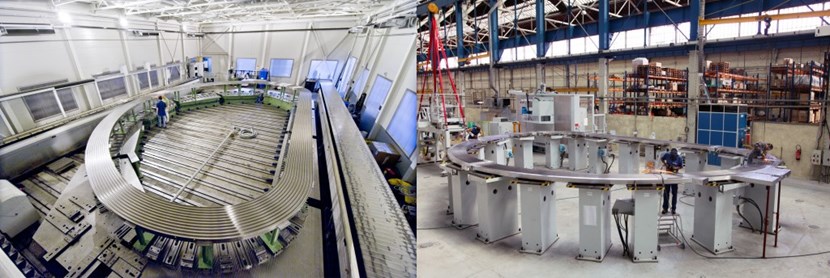 Large, D-shaped radial plates will house the toroidal field conductor in specially machined grooves. © SIMIC (left) and CNIM (right) (Click to view larger version...)