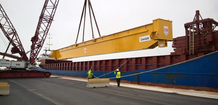 The first pair of girders reached the Marseille industrial harbour of Fos-sur-Mer on 8 March. © DAHER (Click to view larger version...)