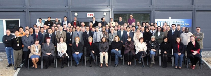 They were ITER ... but not quite.The men and women in this picture, taken only days after the signature of the ITER Agreement, worked under a variety of contracts out of temporary housing at CEA Cadarache. (Click to view larger version...)