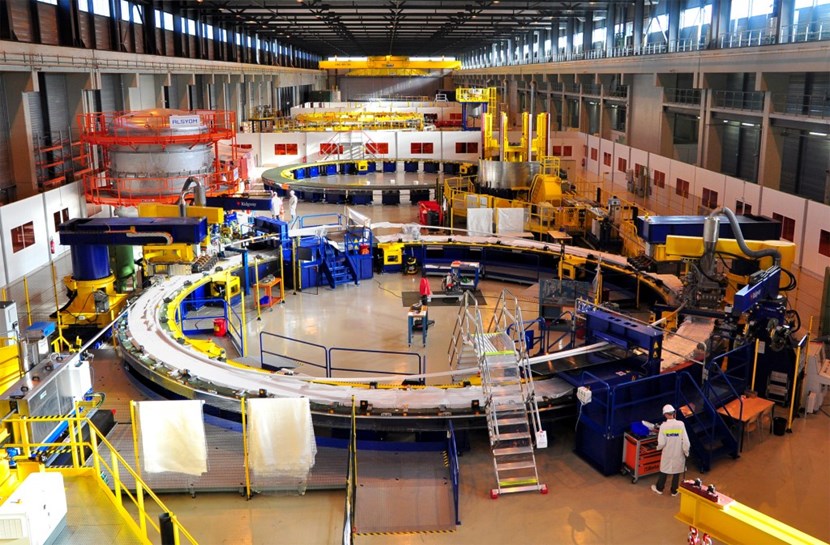 On opposite side of the globe, PF5—with a diameter nearly twice as large as that of PF6—will be manufactured directly by Europe in the Poloidal Field Coils Winding Facility on the ITER site. (Click to view larger version...)