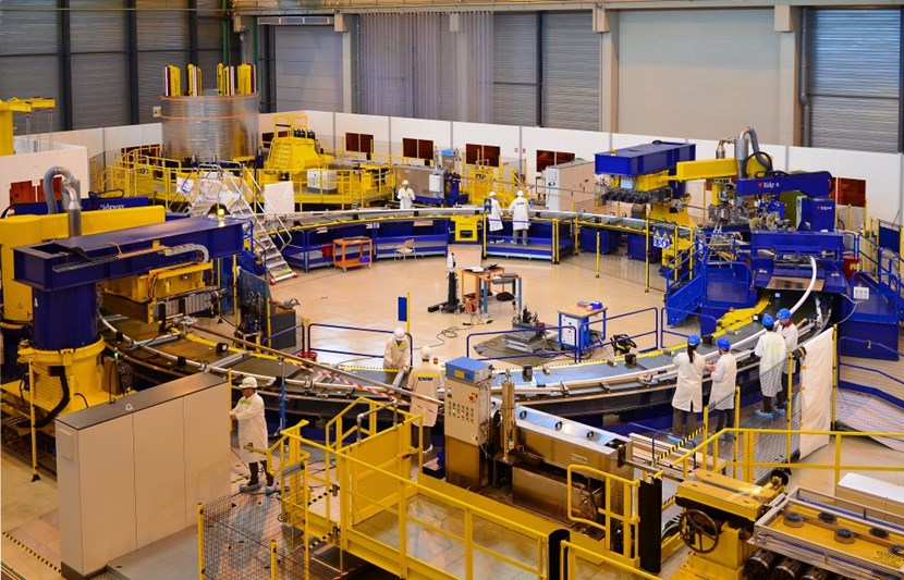 The real thing—production winding—has started for poloidal field coil #5. In this on-site facility at ITER, Europe will produce the four largest poloidal field coils. (Click to view larger version...)