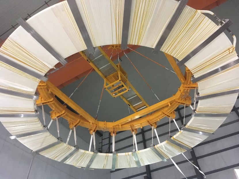 This double pancake is on its way to the next process station: impregnation. During vacuum pressure impregnation, epoxy resin is carefully injected and then cured to solidify. (Click to view larger version...)