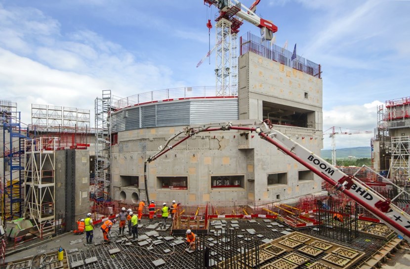 The pouring of borated heavy concrete began on 5 June in the area of the cooling water exchangers in the Tokamak Building and will continue throughout the summer, following the routing of the cooling system inside the building. (Click to view larger version...)