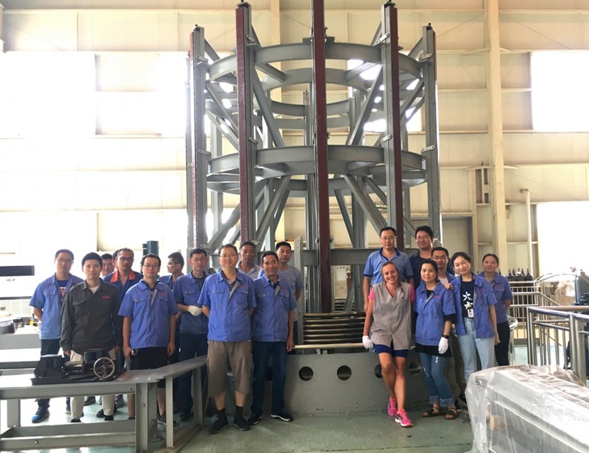 On 1 August, the ASIPP team in China celebrated the successful manufacturing of the first 100-metre continuous length of copper tube. Single-piece tubes are important to avoiding joints in the coils. (Click to view larger version...)
