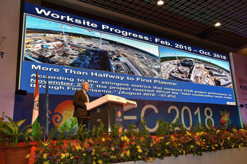 Presenting ITER progress to the FEC audience, Director-General Bernard Bigot once again stressed the importance of ''working as one'' towards the project's success. (Click to view larger version...)