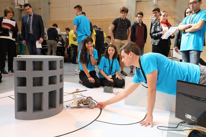 The ITER Robots competition is open to schools across the south of France. The challenge is to build a small robot to simulate a maintenance situation inside the ITER Tokamak—for example lifting a component and depositing it in one of the Tokamak access ports. (Click to view larger version...)