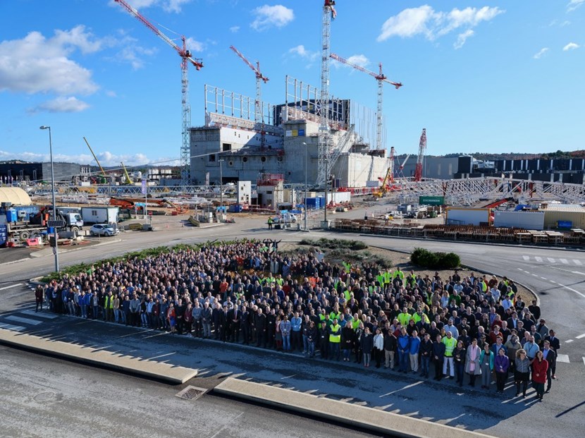 On Friday 29 November, a mild, sunny late autumn day, many of the 925 ITER staff gathered for a spectacular group picture. Photo: Gérard Lesénéchal (Click to view larger version...)