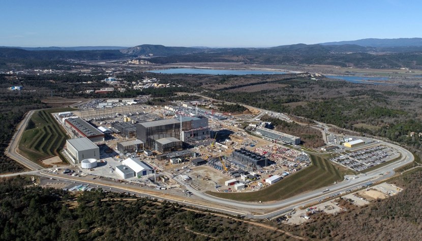Carved out of a 180-hectare site in the Durance River valley, southern France, the ITER scientific facility gleams in the late winter sun. Seventy-three percent of the construction work that needs to be completed by First Plasma has been realized. Photo: ITER Organization/EJF Riche (Click to view larger version...)