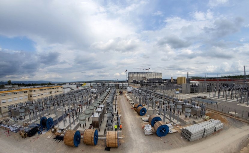 What can be contained in a medium-size building in a steelworks or another heavy industrial facility requires a one-hectare yard at ITER. Adjacent to the Reactive Power Control Building, the reactive power compensators area accommodates reactors, capacitors, resistors and sensors that aim to smooth the flow of AC current both inside the ITER installation and in the immediate vicinity. (Click to view larger version...)