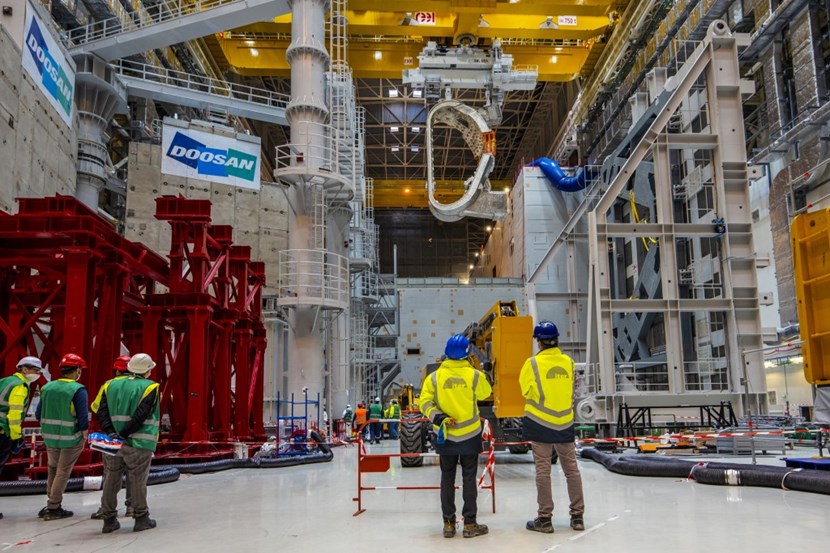 Delivered to ITER on 7 August 2020, equipped and tested during the eight months that followed, vacuum vessel sector #6 is now safely docked on one of the sector sub-assembly tools. It is the first element of the Tokamak's core to be ready for pre-assembly. (Click to view larger version...)