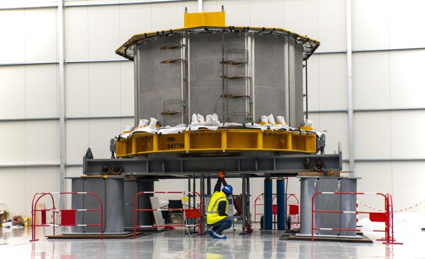 Delivered to ITER in September, the first central solenoid module is undergoing a battery of tests and verifications—metrology, sensors, electrical insulation inspection, etc. Assembly of the 18-metre tall, 1,000-tonne central solenoid is set to begin in January 2022. (Click to view larger version...)