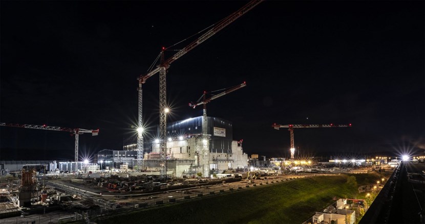 The Tokamak Complex, at the heart of the construction site, captured at night from the roof of the ITER Headquarters building. (Click to view larger version...)