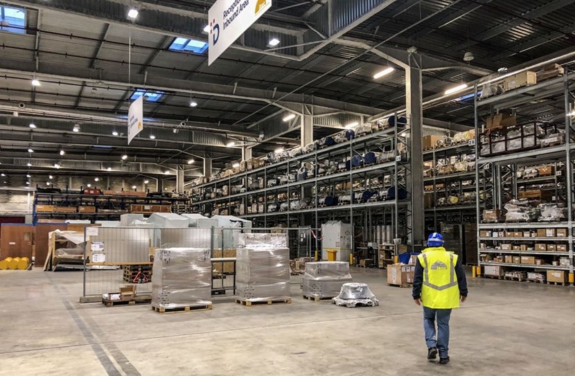 The main ITER warehouse on site, where components are stored according to specific requirements such as temperature and humidity control. On average, four or five shipments arrive at the main warehouse each day. (Click to view larger version...)