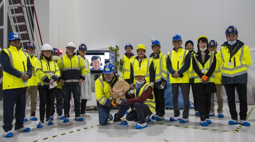 The ITER Vacuum Vessel Section, headed by Alex Martin (first row, centre, with ITER Vacuum Vessel Team Leader Hyun-soo Kim) is the second recipient of the ''Commit to deliver'' (C2D) award, symbolized by a tree to be planted in the ITER butterfly garden. (Click to view larger version...)