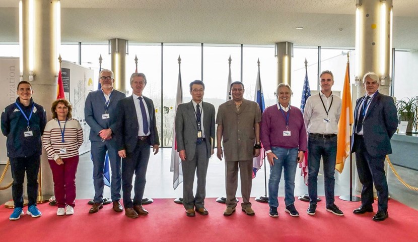 His Excellency Mohammad Sanusi Barkindo (fourth from right) is the Secretary General of OPEC. ''I am convinced that the world needs ITER, for the simple fact that we do not have enough clean energy supply to meet current demand and future needs.'' The Secretary General and representatives of Dietsmann (including Chairman and CEO Peter Kütemann, third from right) were welcomed by ITER Deputy of the Director-General Eisuke Tada (centre) and Laban Coblentz, Head of Communication (fourth from left). (Click to view larger version...)