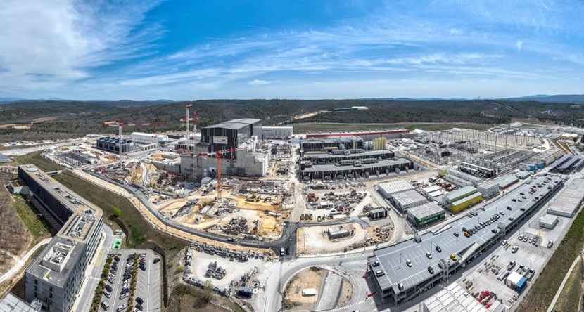 The 42-hectare ITER construction site in southern France, where 85% of the infrastructure for the first phase of ITER operation is in place and completion of all work scope to First Plasma stands at 76%. (Click to view larger version...)