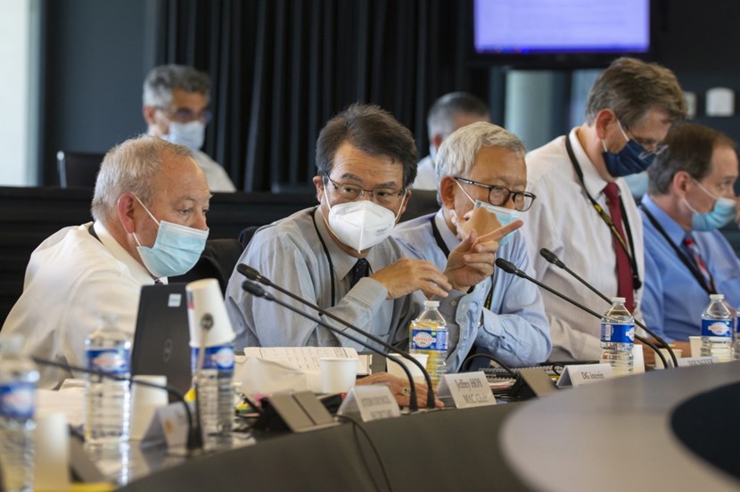On 19 May 2022, Eisuke Tada (second from left, first row) takes part in the 33rd Meeting of the ITER Council Management Advisory Committee (MAC-33) as the Director-General (interim) of the ITER Organization. (Click to view larger version...)