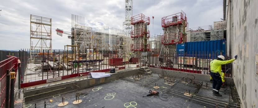 The Tritium Building will accommodate the different systems and equipment that store, handle and recycle tritium fusion fuel. Most of the functions of the Tritium Building are directly linked to the full-power operation of the ITER Tokamak and, as such, will not be needed before 2035. However, the building also accommodates equipment that must be operational for First Plasma, such as the gas injection system that will feed hydrogen to the vacuum vessel, or components that are part of the HVAC, cooling system, or vacuum pumping systems. It is scheduled for completion in one year. (Click to view larger version...)