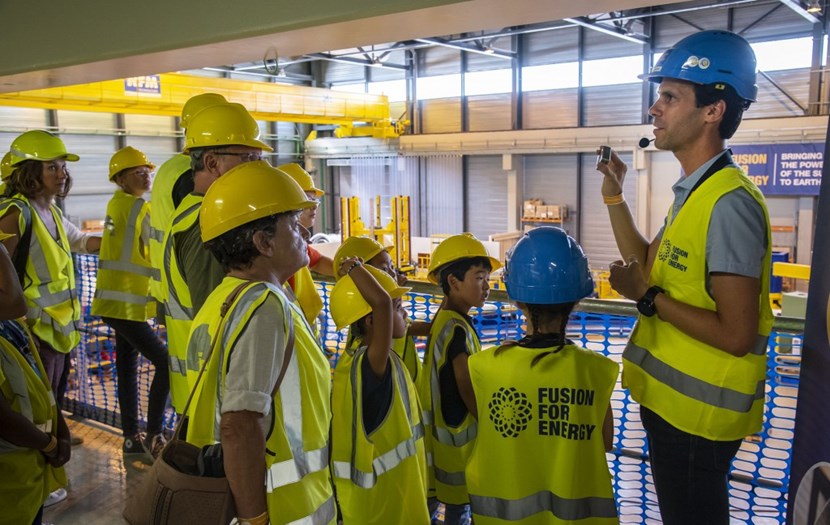 There was something for everyone: detailed explanations for the adults, pieces to touch and gifts for the younger generation. In the Poloidal Field Coil Winding Facility, Europe is finalizing the last two ring-shaped magnets for the ITER Tokamak. (Click to view larger version...)