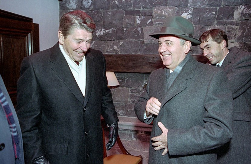 US President Ronald Reagan and Soviet General Secretary Mikhail Gorbachev met for the first time in 1985 in Geneva to hold talks on international diplomatic relations and the arms race. Jointly proposing a large international scientific collaboration to open the way to a new source of energy ''for the benefit of all mankind'' made a powerful symbol of the post-Cold War world the two leaders wanted to shape. (Click to view larger version...)