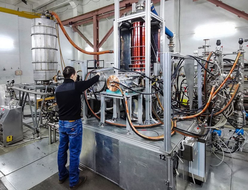 Around the central gyrotron unit are auxiliary systems such as water cooling equipment, cryocoolers and microwave-beam forming systems. (Click to view larger version...)