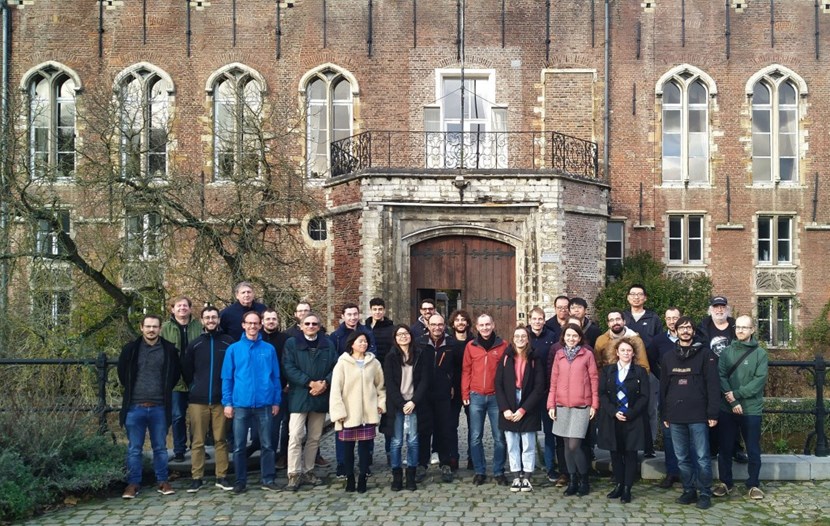 The workshop attendants pose in front of Arenberg Castle, on the grounds of the KU Leuven campus. Photo: KU Leuven (Click to view larger version...)