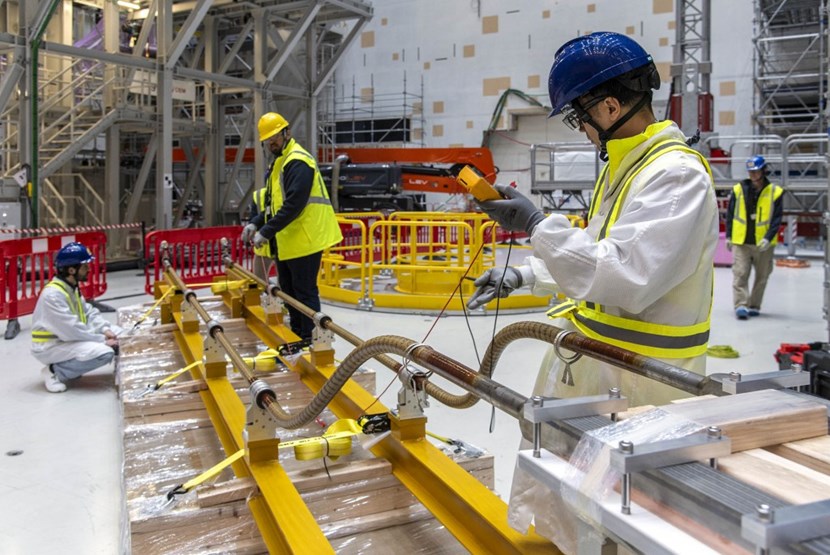 Last week, experts from the Magnet Project carried out the electrical site acceptance test for the busbar lead extensions prior to preparing their installation in the stack. (Click to view larger version...)